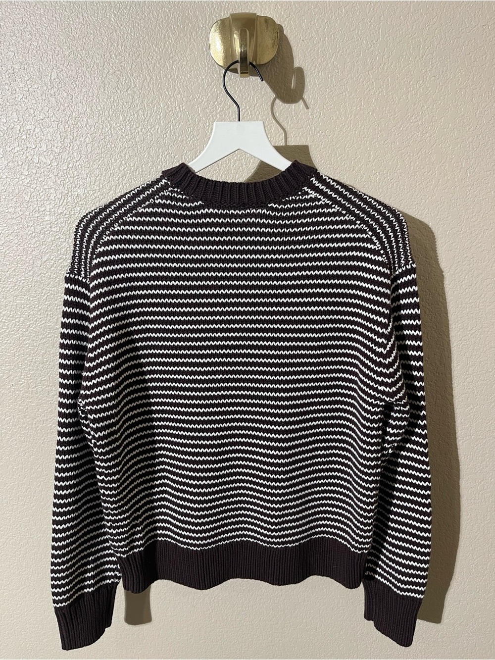 pistola Brown and Cream Striped Crewneck Sweater - Picture 3 of 7
